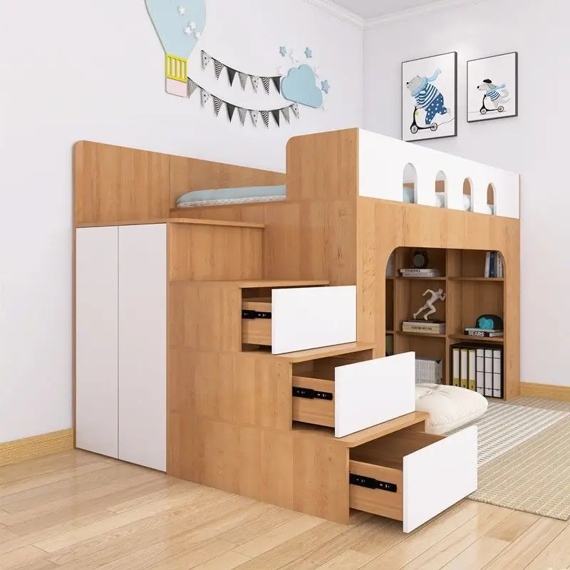Children's room bed boy solid wood bed empty small apartment tatami girl children's bed secret base half-height