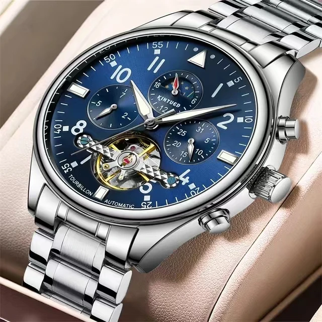 

Kinyued J125 Men's Watch Hot Sale Hollow Automatic Mechanical Wrist Watches Business Multifunction Hand Clock Man Reloj Hombre