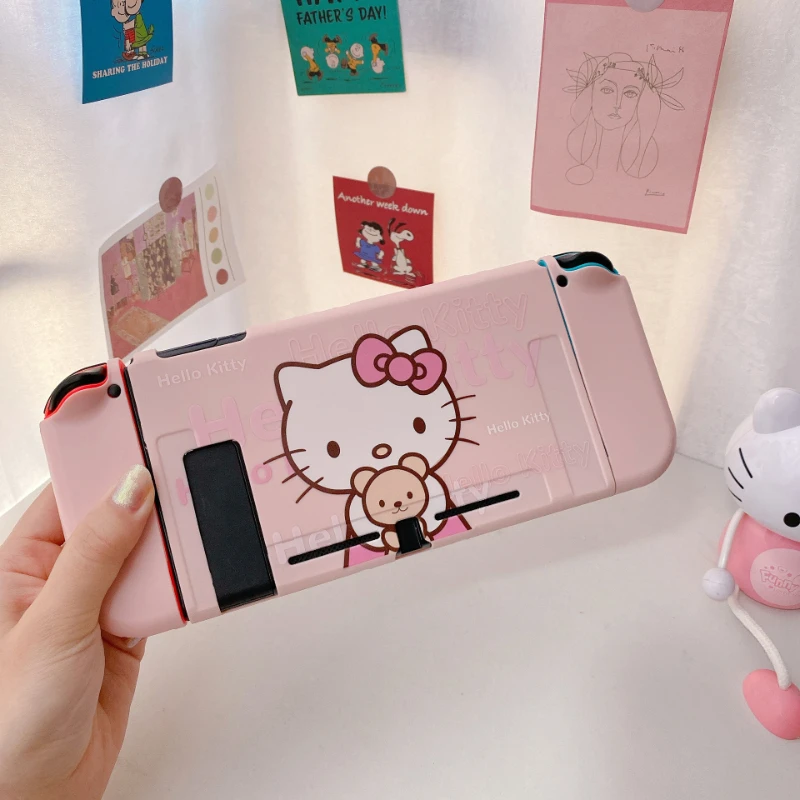 MINISO Sanrio Hello Kitty Soft TPU Protective Case for Nintendo Switch NS Joy-Con Controller Protection Back Housing Shell Cover