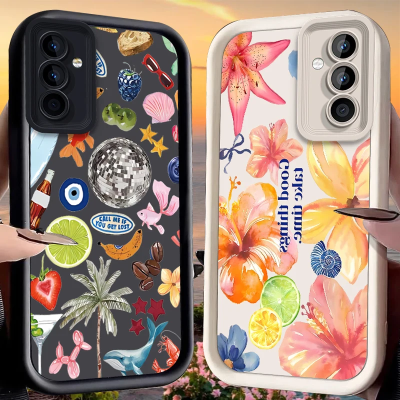 Retro Summer Collage Case for Samsung Galaxy S25 Ultra Plus S24 S23 S22 S21 S20 FE A73 A72 A71 A56 A55 A54 5G A52 A52S 4G Cover