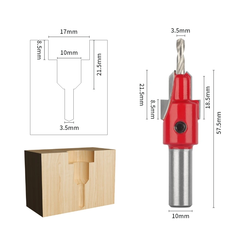 YUSUN 10MM Shank Hss Countersink Bit Router Bit Screw Extractor Drill Bit Woodworking Milling Cutter For Wood Cutters Tools