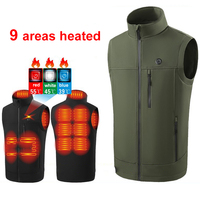 USB Heating Vest Jacket Men Winter Warm Vests Infrared 9 Heating Areas Vest Jacket Electric Heated Vest Male