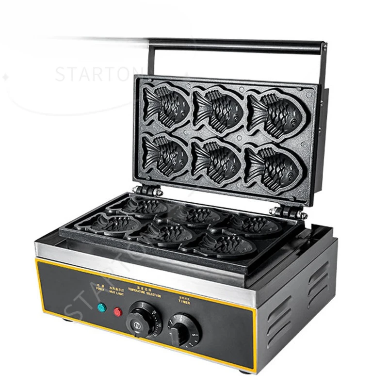 Ice Cream Taiyaki Machine Big Fish Cone Maker Grain Commercial Waffle Fish Cake Snacks Device 110V 220V EU US Plug