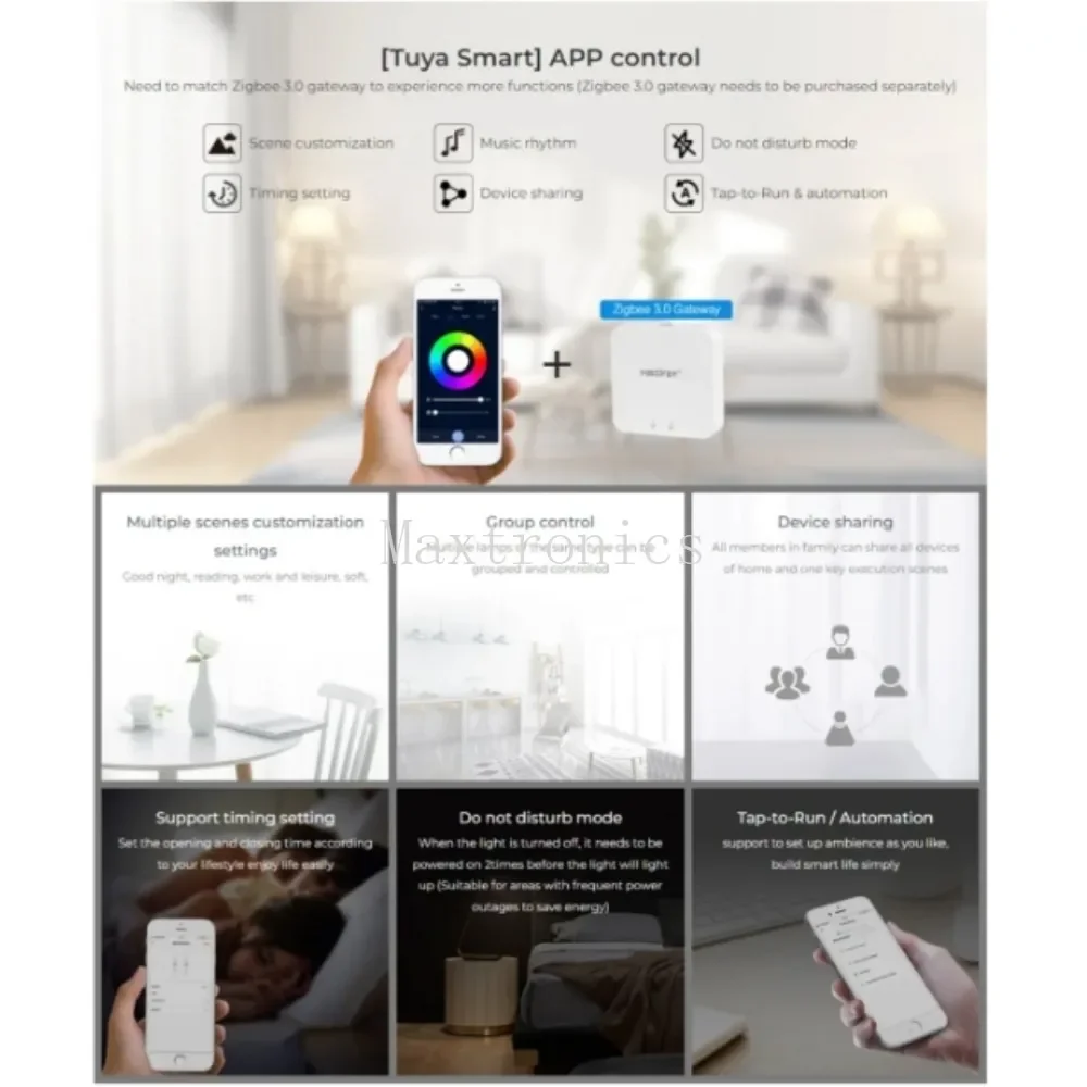 MiBoxer FUT106ZR Zigbee 3.0+2.4G RF AC110V 220V Smart TUYA 6W GU10 RGB+CCT Brightness/Color Temperature Adjustable LED Spotlight - view 5