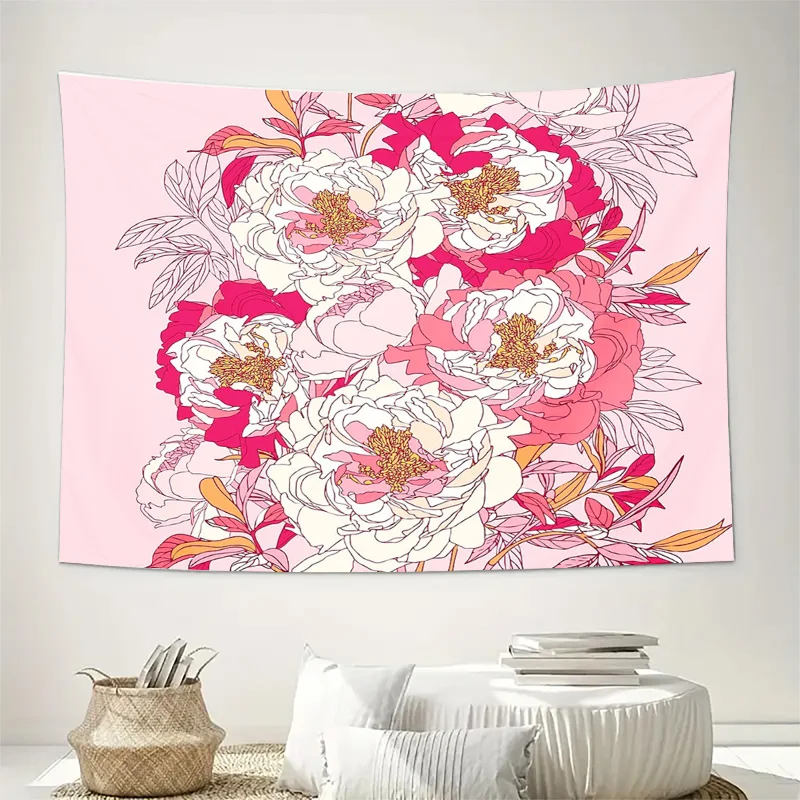 Floral Tapestry Wall Hanging Aesthetic Room Decor Japanese Style Sakura Blossom Bohemian Nature Tranquil Vintage Wall Art Bedroo