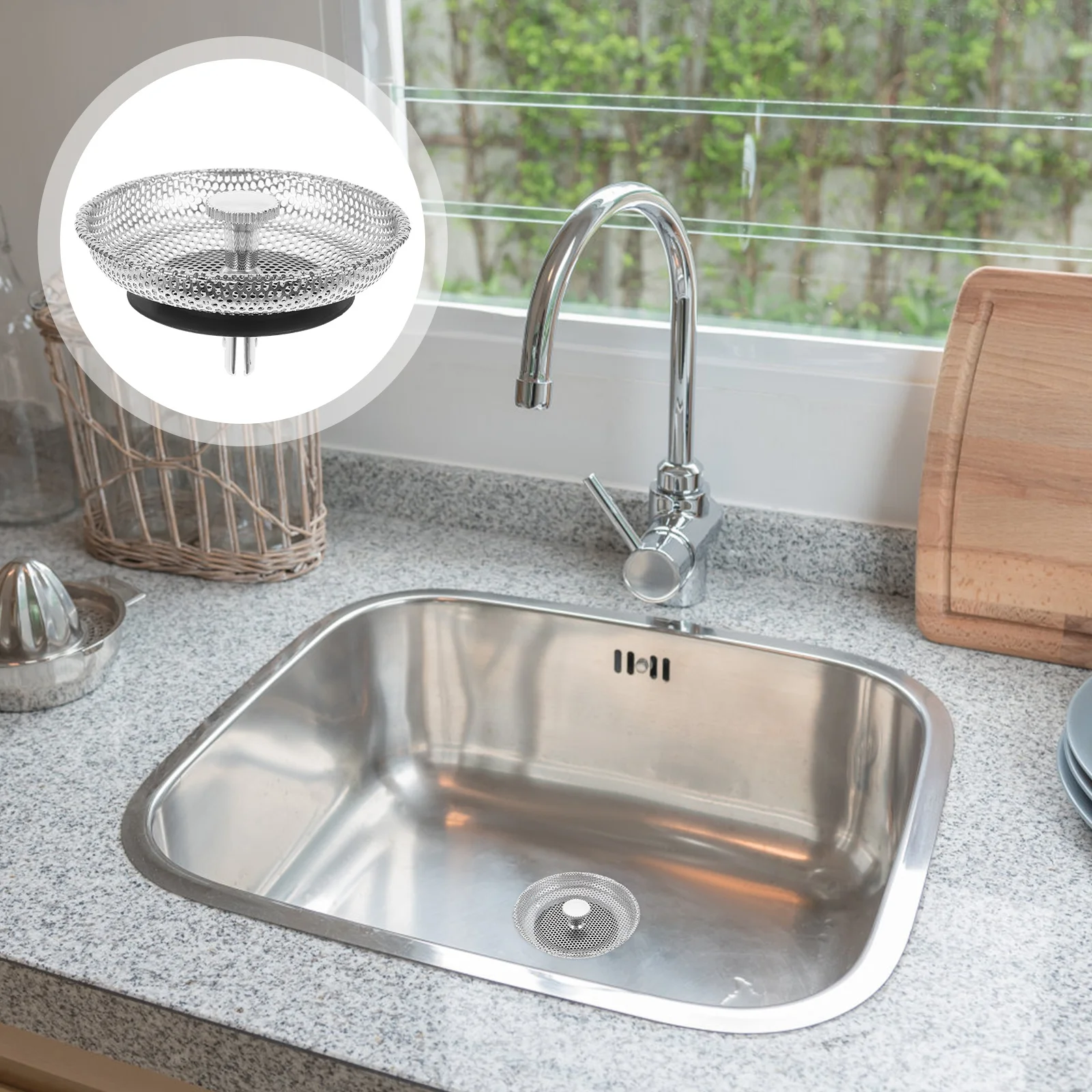 

Stainless Steel Sink Stopper Kitchen Strainer Filter Anti-Clogging Odor Blockage Preventer Sink Drain Strainer