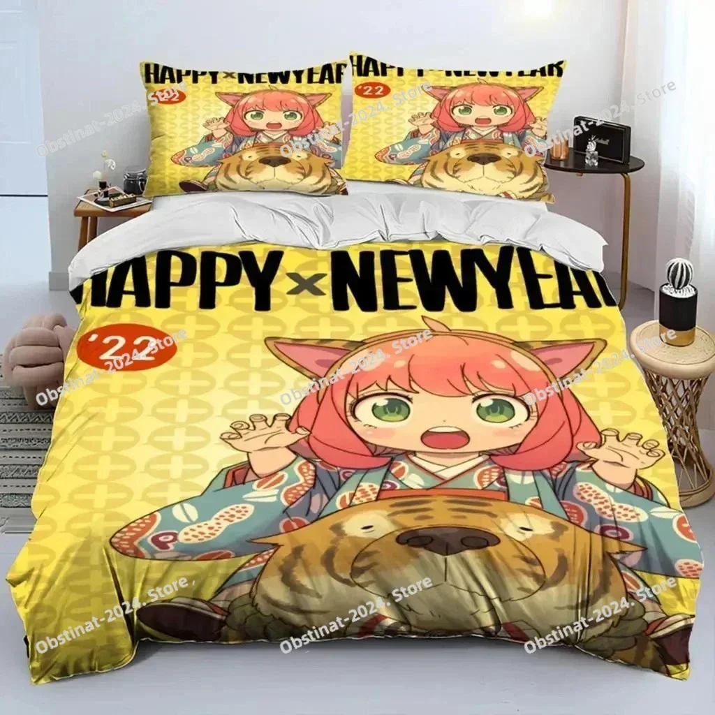 New Anime SPY×FAMILY Anya Bedding Set Printed single Comforter Quilt Bed Cover Duvet Cover Pillow Case 3 Pieces Kids Adult Size
