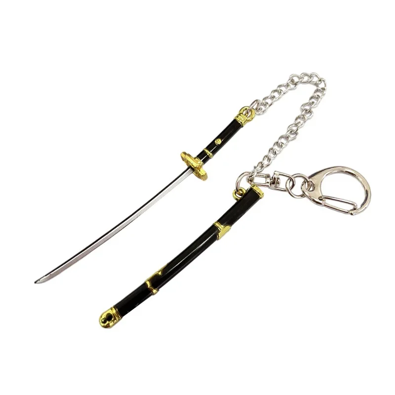 Porte-clés de dessin animé Roronoa Zoro, arme de 9cm, modèle en métal Katana samouraï, couteau épée, cadeaux, jouets pour garçons, Collection