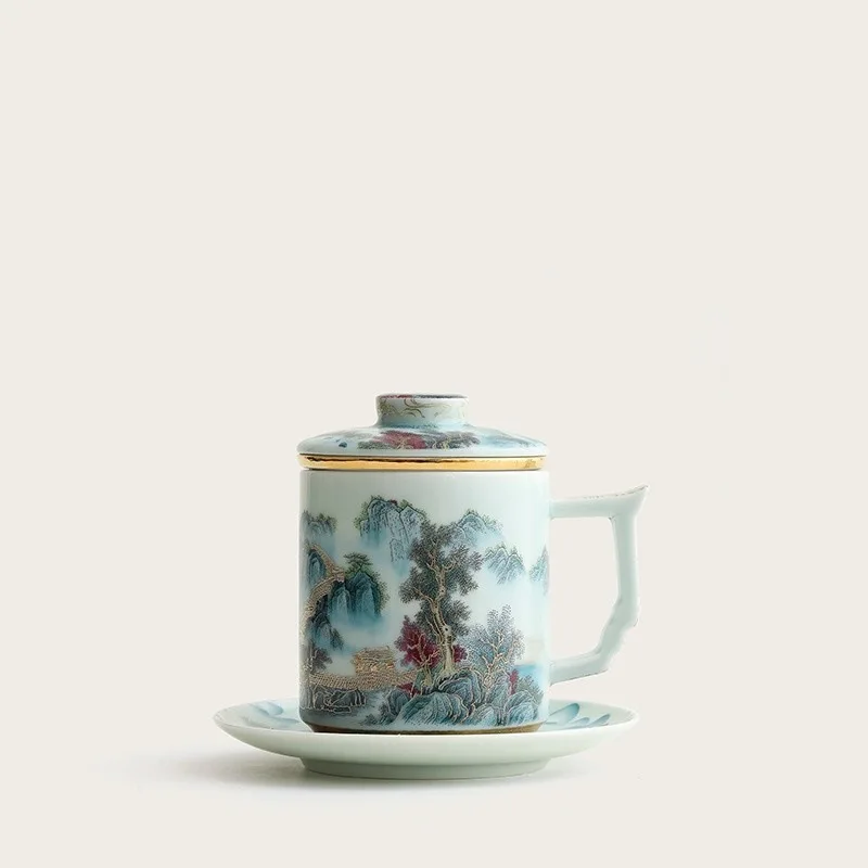 

High-end ceramic mug, tea cup, tea separation, office cup, gift box, gift for elders, teachers, fathers
