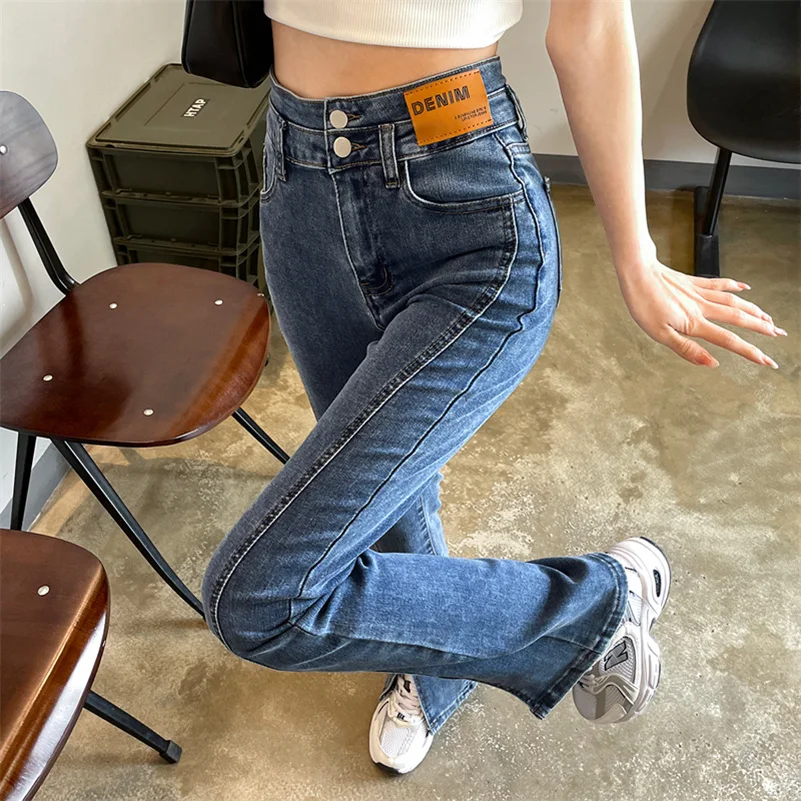 

Women Fashion Flare Jeans Winter Streetwear Y2K Straight Pants Vintage Denim Jeans Baggy Loose Party Casual Quality Trousers