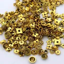 200pcs/pack Antique Silver Uneven Mixed Sizes Bead Caps For Jewelry Making Small Bead End DIY Handmade Jewelry Accessories