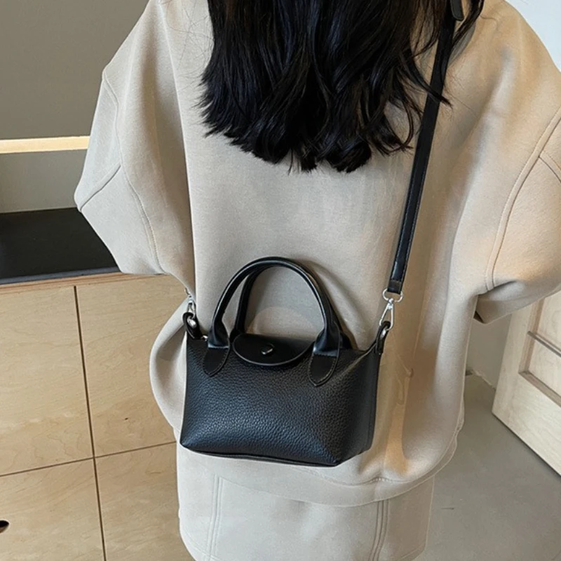 Sac à boulettes de grain Litchi 2025 – Sac à bandoulière/épaule avec coutures contrastées, petit fourre-tout rétro et polyvalent pour femmes