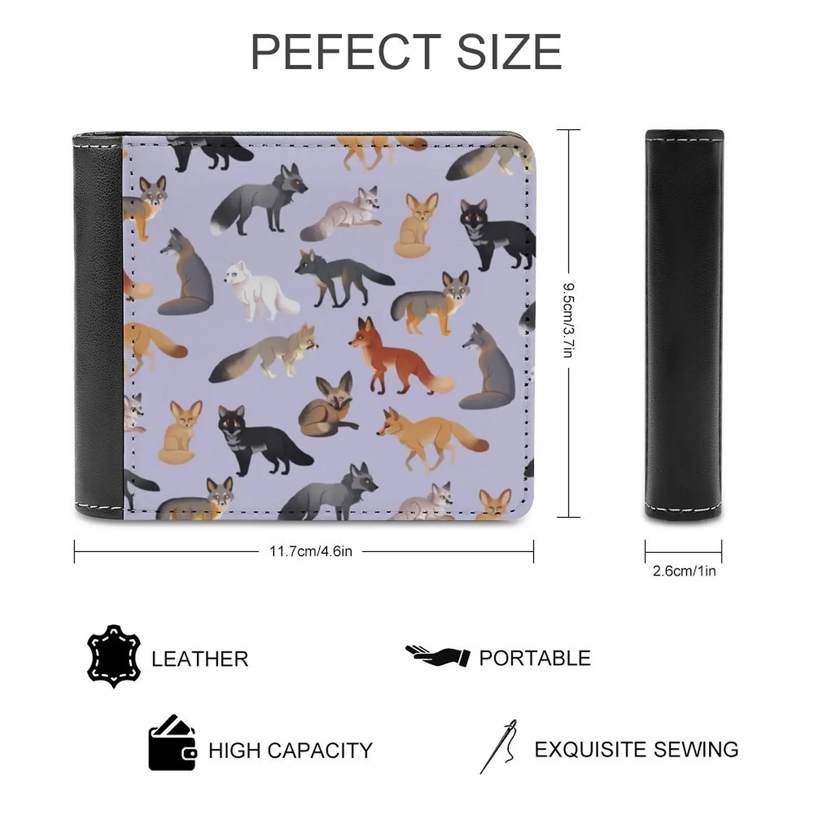 Fox Breeds Soft Men Wallets New Purse Credit Card Holders For Male Purses Men Wallet Fox Foxes Cute Arctic Fennec Bat Eared