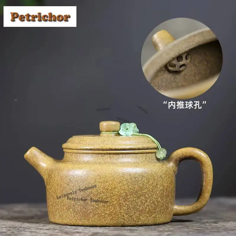 230ml Ancient Yixing Purple Clay Teapots Handmade De Zhong Pot Raw Ore Dragon's Back Green Mud Kettle Zisha Tea Set Craft