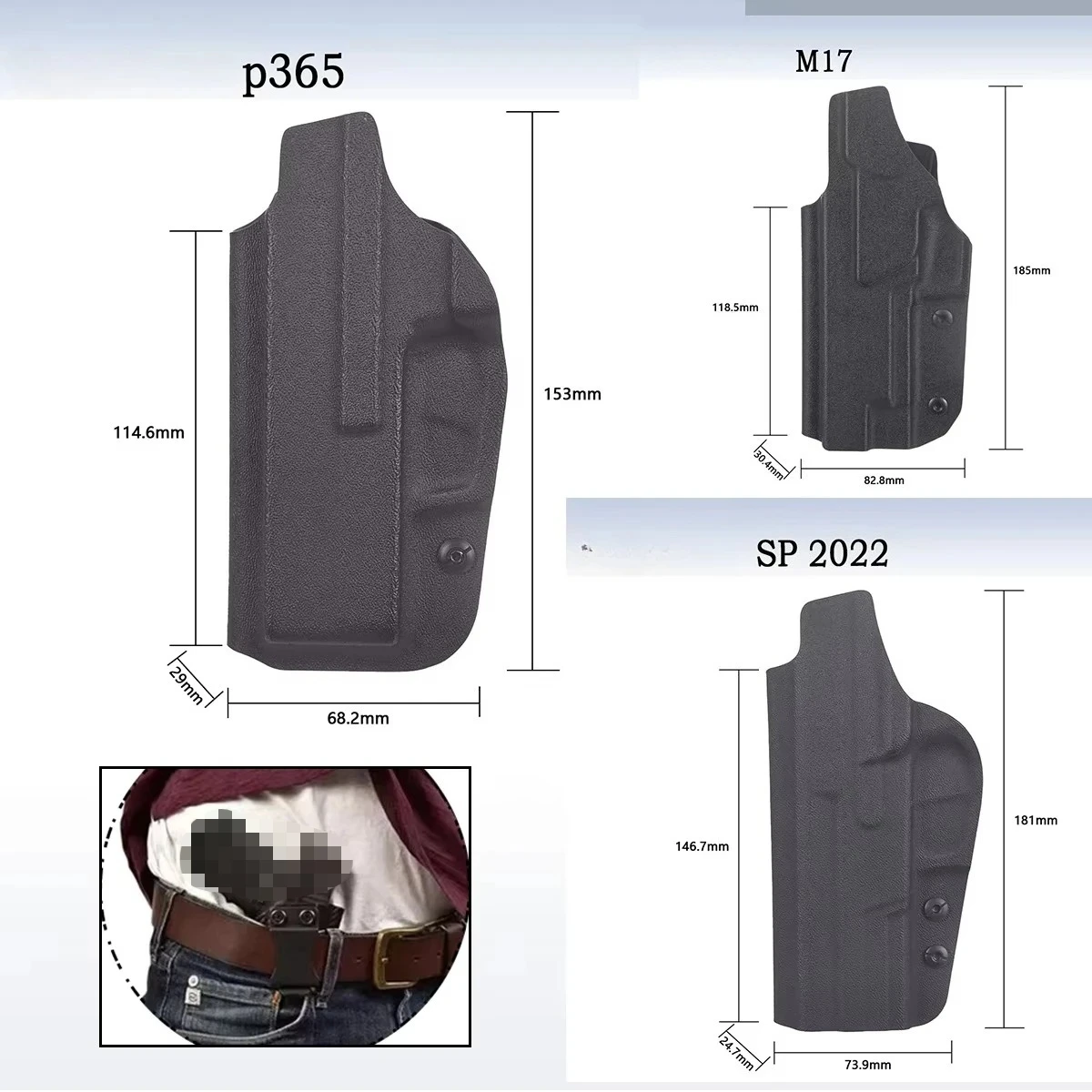 PVC Holster For 1911 Glock 17 19 26 43 43X Tauru G2C P365 Inside Waistband Concealed Carry Belt Clip Stack Pouch Jericho 941 view 5