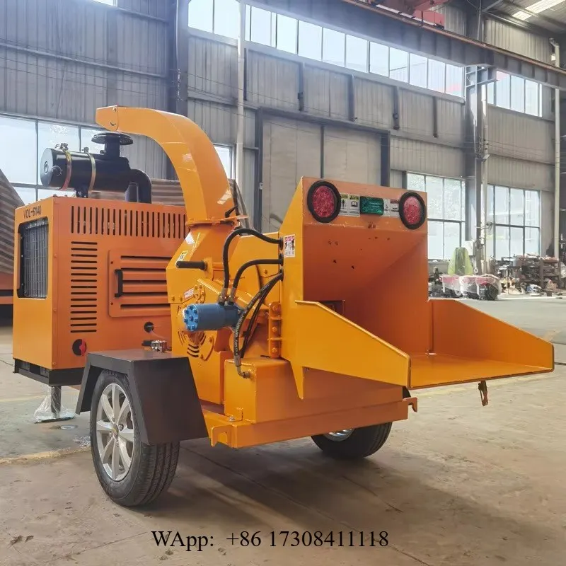 New Style Wooden Chipper Machines Small Crusher Hydraulic Feeding Mobile Wood Chipper with CE Certification.
