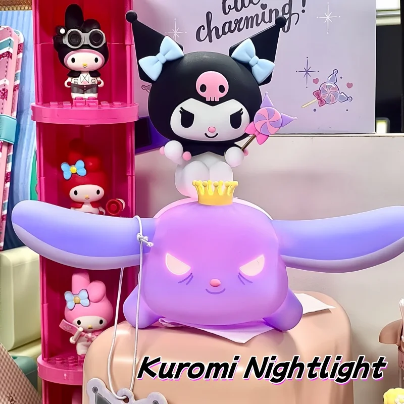 

New Sanrio Cute Kuromi And Baku Nightlight Girl Bedroom Desktop Ornament Atmosphere Light Decoration Toy Birthday Gift