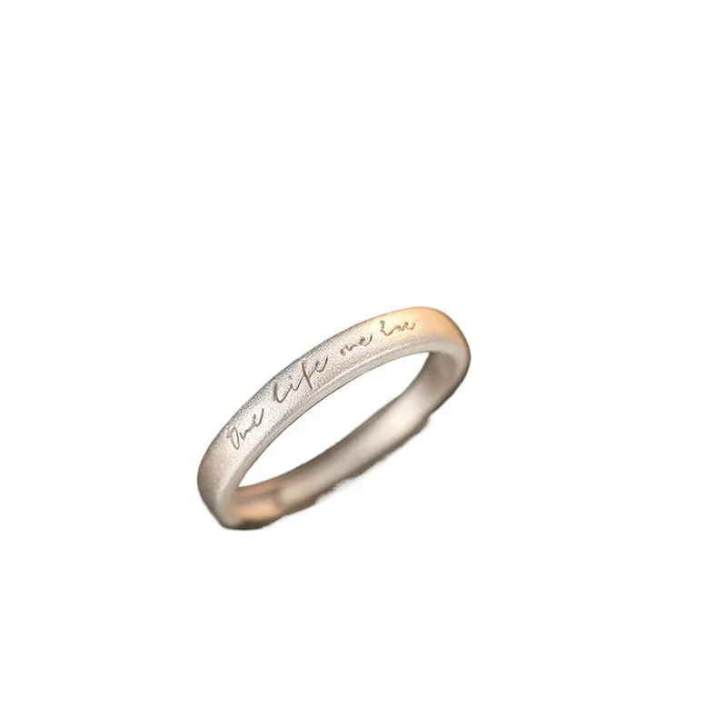 

999 sterling silver love letter ring light luxury design plain ring female index finger ring high sense open