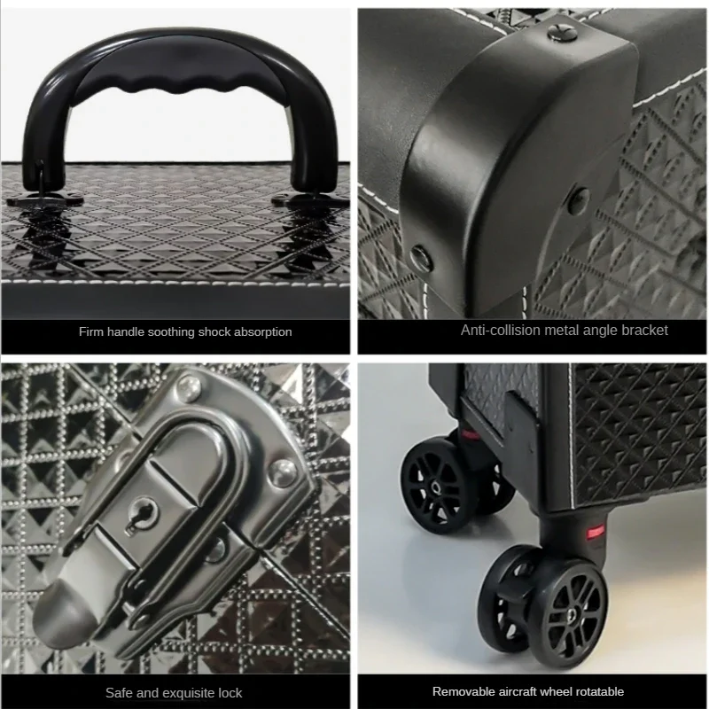 Nail Tattoo Makeup Suitcase on wheels Professional woman Trolley Cosmetic Bag Rolling Makeup Suitcase Rolling cosmetic case