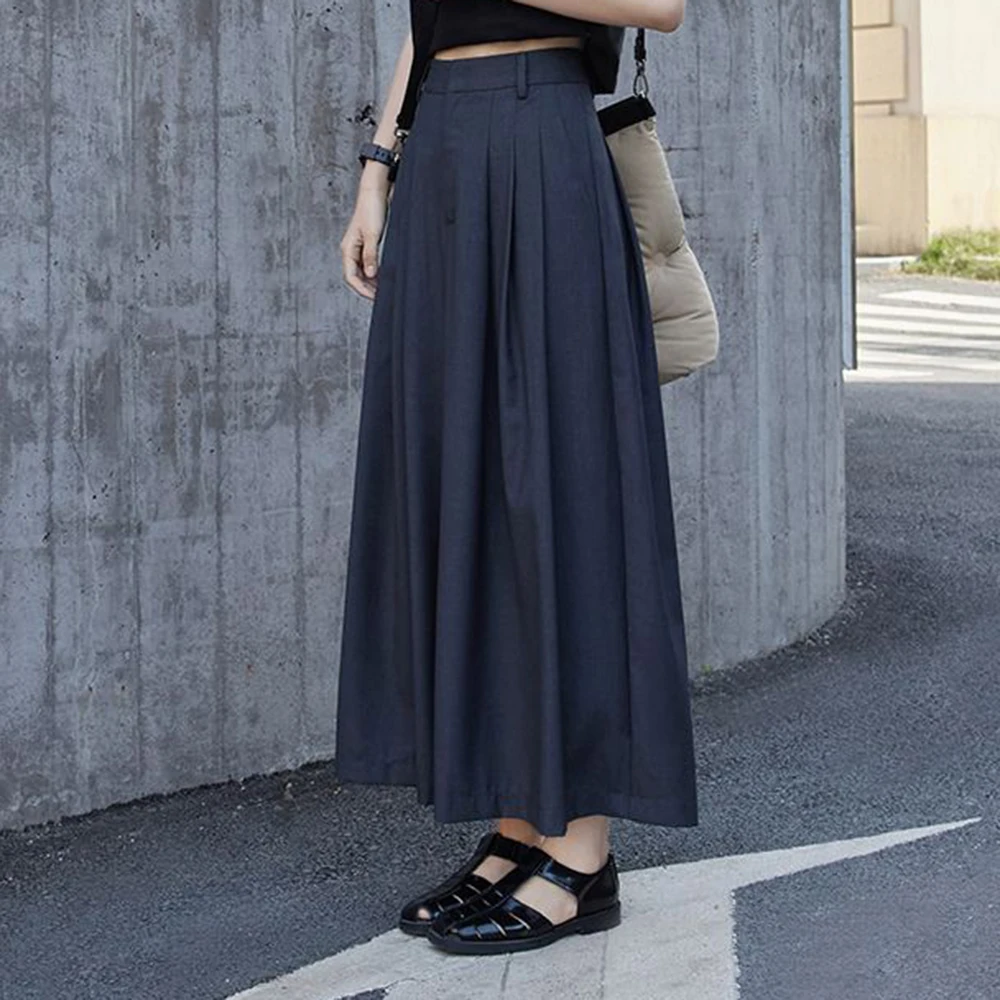Spot gray wide leg pants for women in summer, thin, high waisted, hanging, loose casual  skirt  cropped pants, trendy