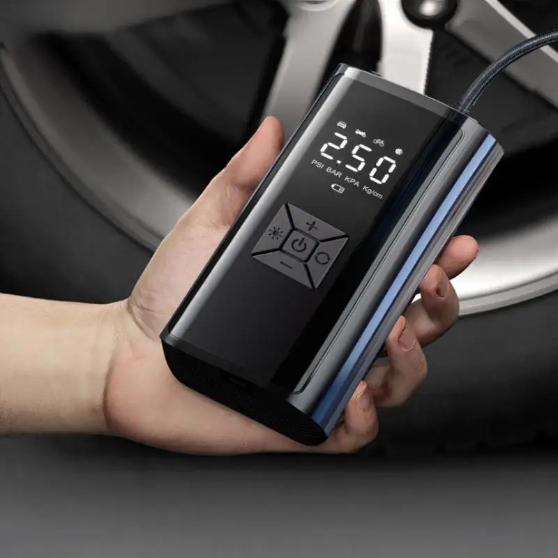 Car Wireless Air Pump Digital LCD Display Portable Tire Pressure Gauge Tire Inflator Air Compressor 120W With LED Light