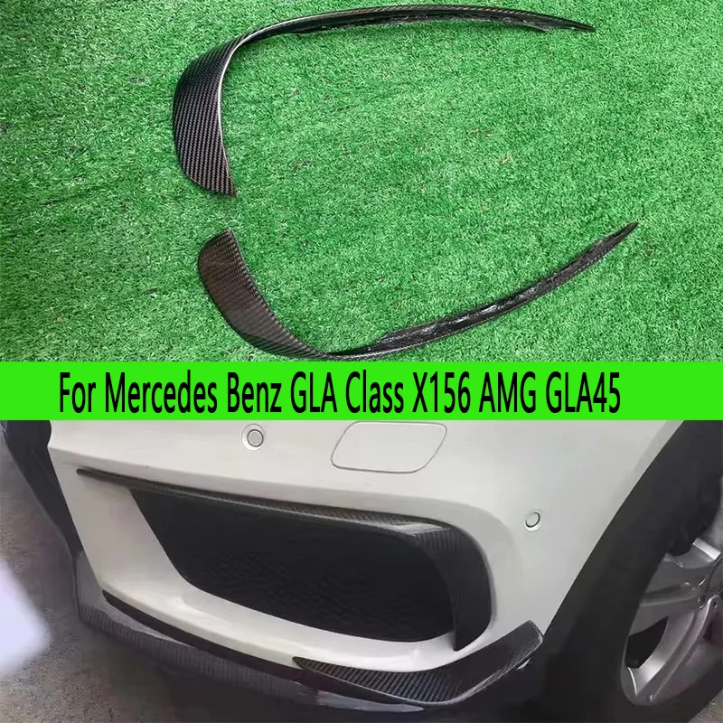 For Mercedes Benz GLA Class X156 GLA45 2016-2019 Carbon Fiber Car Front Bumper Wind knife Splitter Spoiler Canard Air Knife