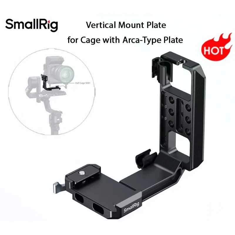 SmallRig Vertical Mount Plate for Cage with Arca-Type Plate Seamlessly Switch Between Tripods Gimbals, for Manfrotto Plates 5594