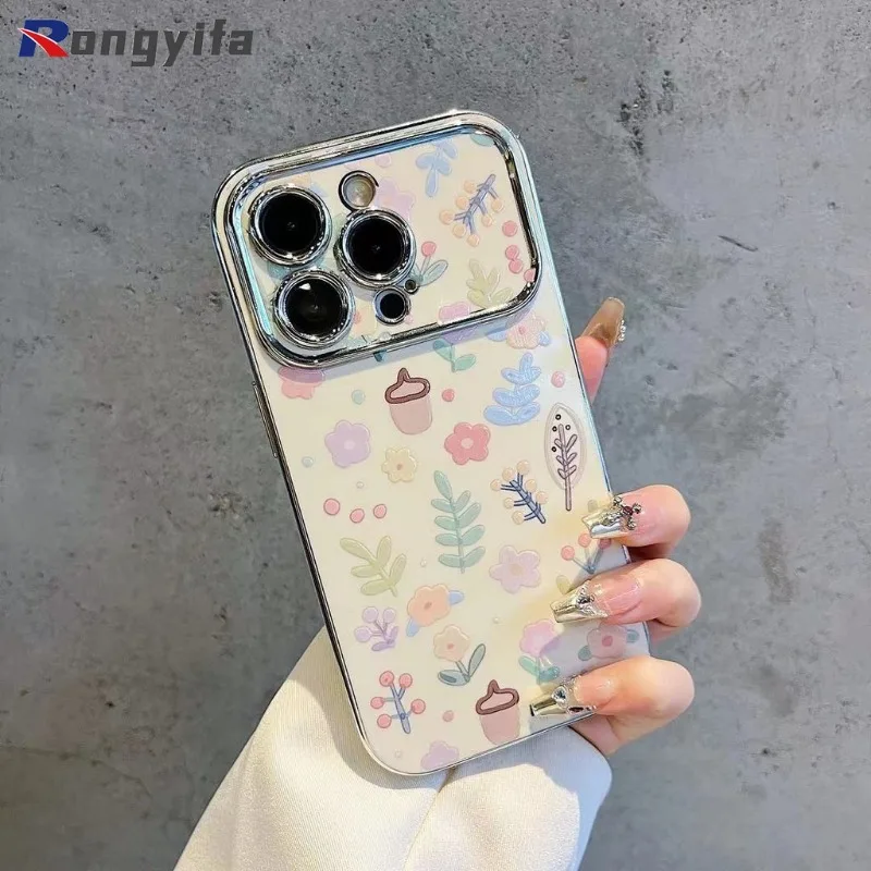 For Realme GT5 Pro GT3 GT2 GT 5G Neo 6 5 SE 240W 3T 2T 2 Phone Case Small Crushed Flower Little Fresh Electroplated Soft Cover