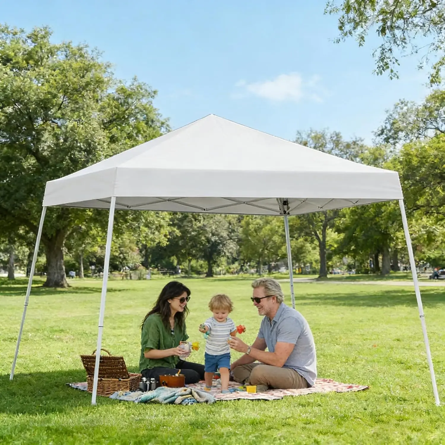 

10x10FT Pop Up Canopy Tent Heavy Duty 150D Oxford Slant Leg Folding Gazebo Portable Shelter for Outdoor Garden Beach Camping