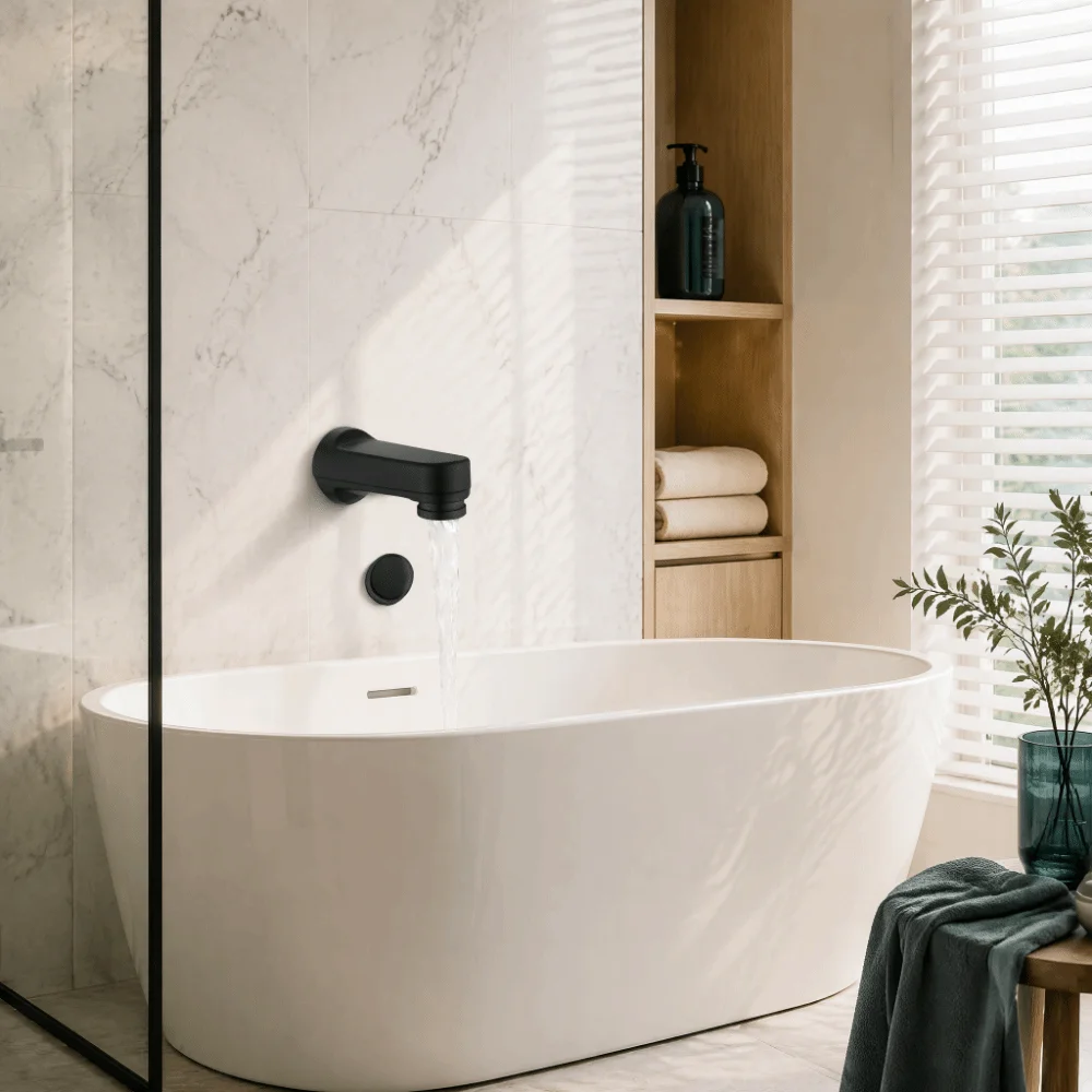 5‑1/4 Inch Bathtub Spout Solid Metal Rust‑Proof Bathtub Spout With Diverter Pull‑Down Style Simple To Install