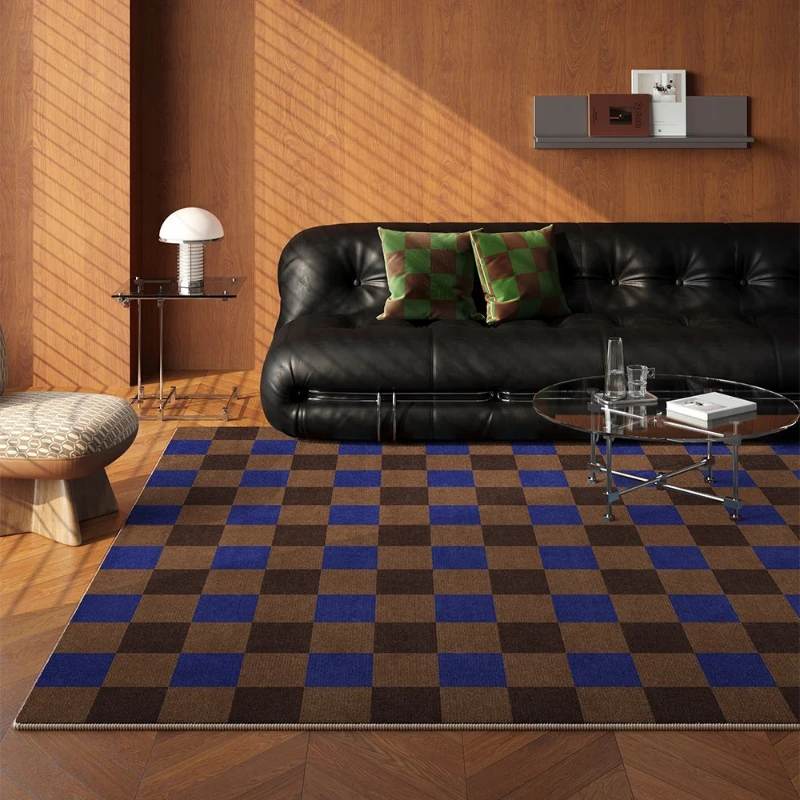 Large Living Room Rug Stain-resistant Wear-resistant Dirt-resistant Bedroom Floor Mat Retro Plaid Carpet Modern Home Decor Rugs
