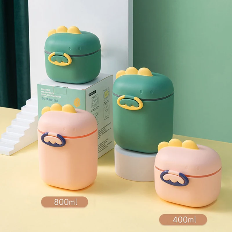 Portable Dinosaur Large Capacity Milk Powder Box Baby Travel Feeding Organizer Packaging Storage Tank