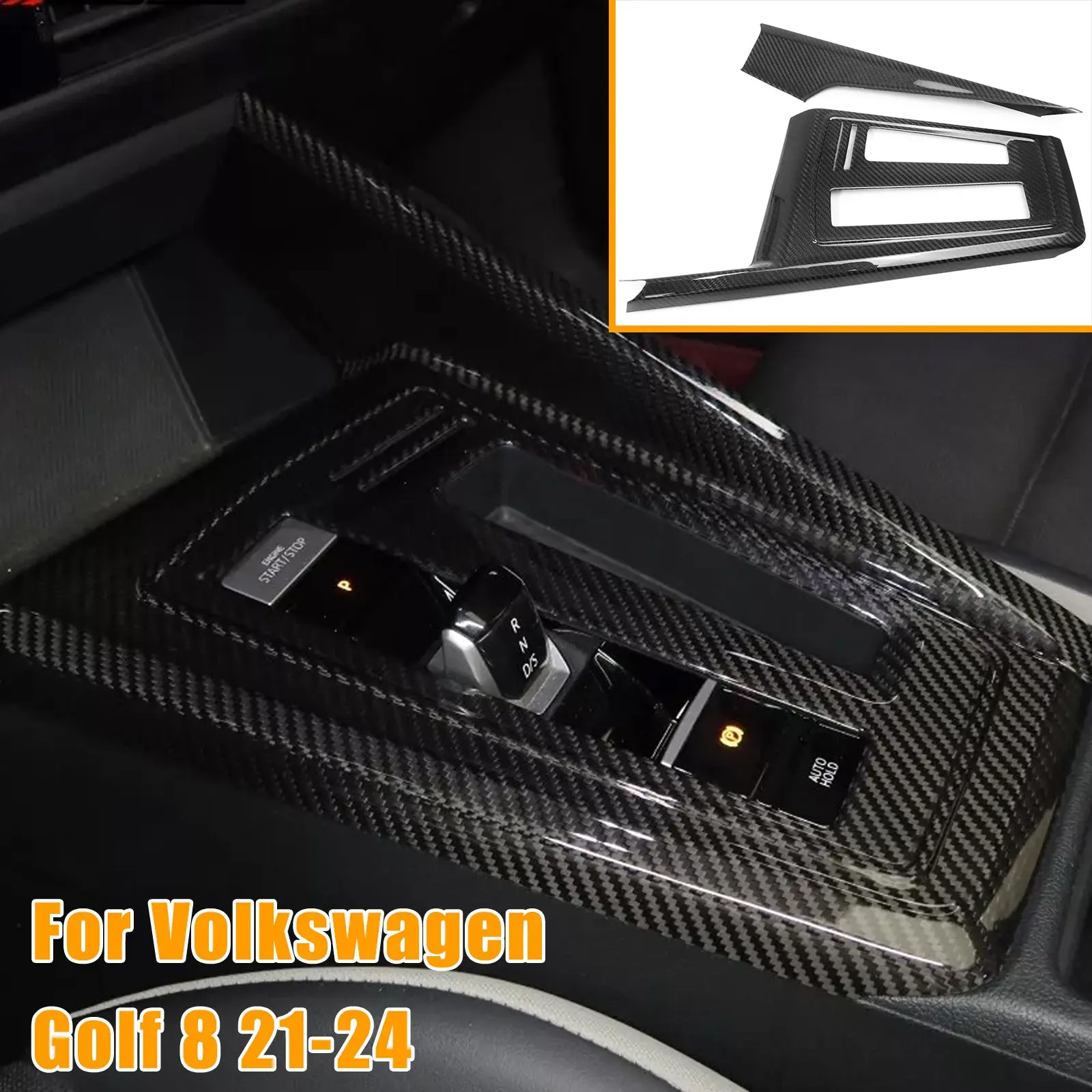 For VW Golf GTI MK8 2021-2024 Central Console Gear Shift Cover Trim Dry Carbon fiber