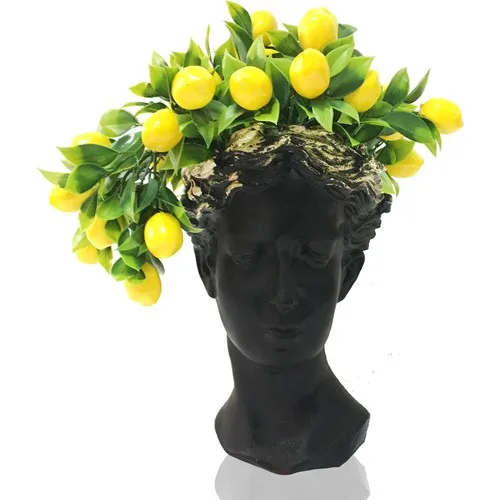 Gift Showcase Big size Ceramic Black Helen Has Been Issued In Artificial Lemon Branches 30 cm Size 40 Pcs Lemon