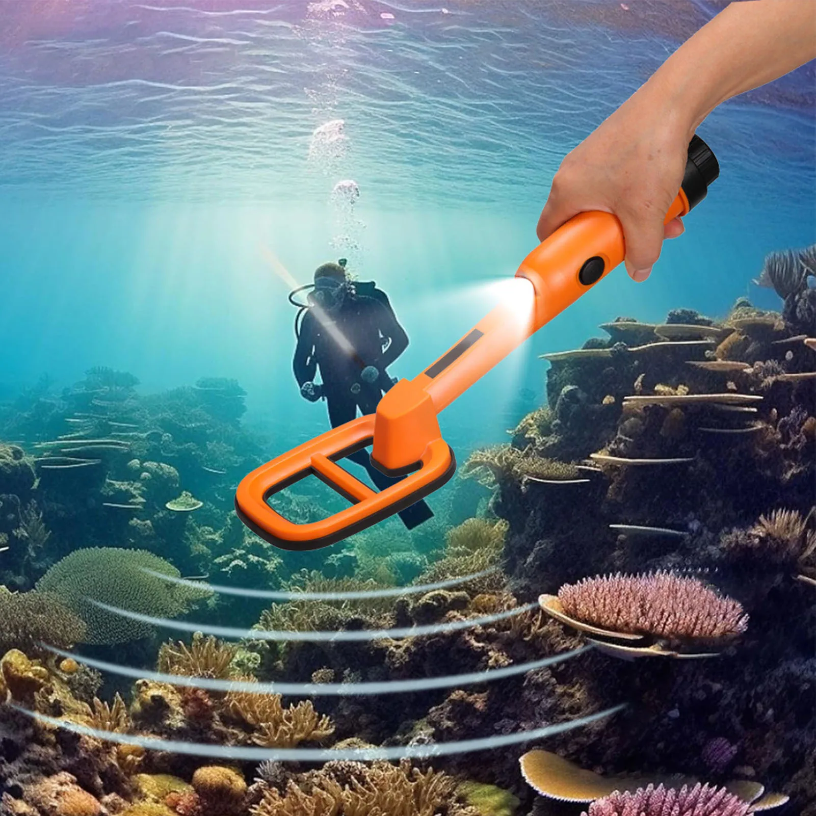 Pemindai Logam Bawah Air IP68 Tahan Air 9.84FT Detektor Logam Bawah Air untuk Dasar Danau dan Laut untuk Benda Ferus dan Non-Ferus