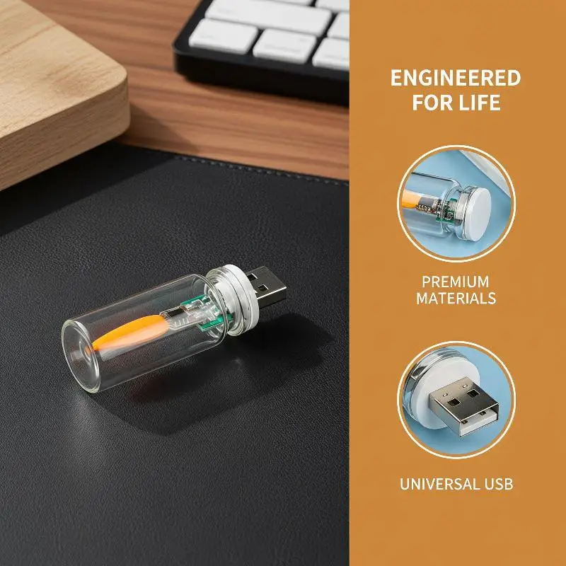 USB Powered LED Flame Atmosphere Lamp Realistic Flickering Effect No Open Flame For Home Bedroom Party Camping Decoration