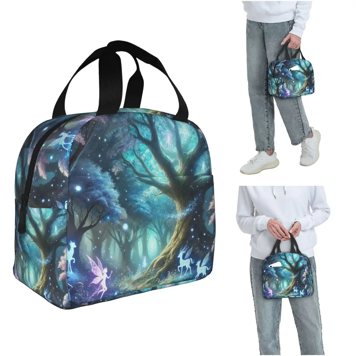 

Glowing Enchanted Forest With Fairies And Magical Creatures Insulated Lunch Bag for Women Kids Food Boxes Thermal Lunch Box Tote