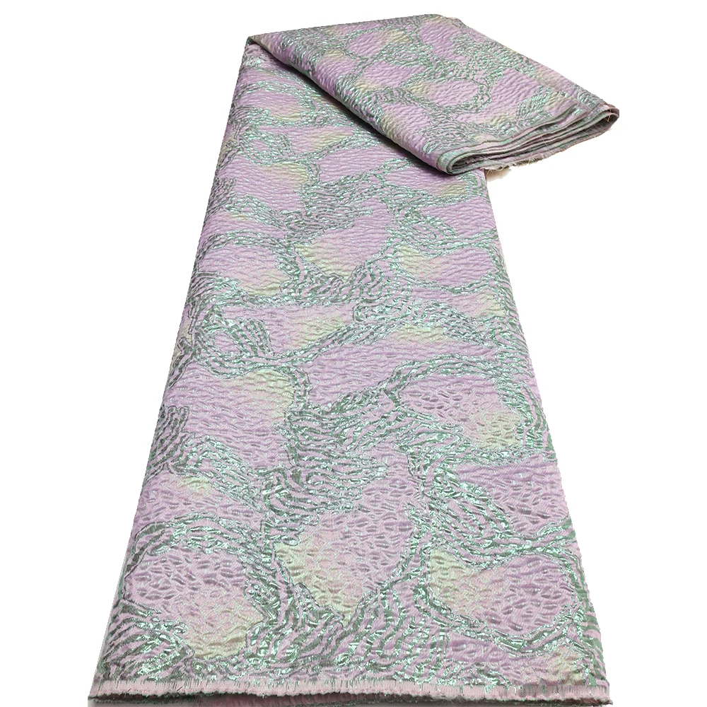 African Damask Brocade Fabric 5 Yards Jacquard Brocade Fabrics Sew For Nigerian Wedding Dresses Women Latest Brocade Jacquard