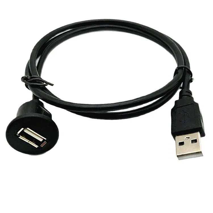 2PCS USB2.0 Male to Female Waterproof Extension Cable, 1M USB Panel Mount Cord for Car Dashboard, Audio Stereo