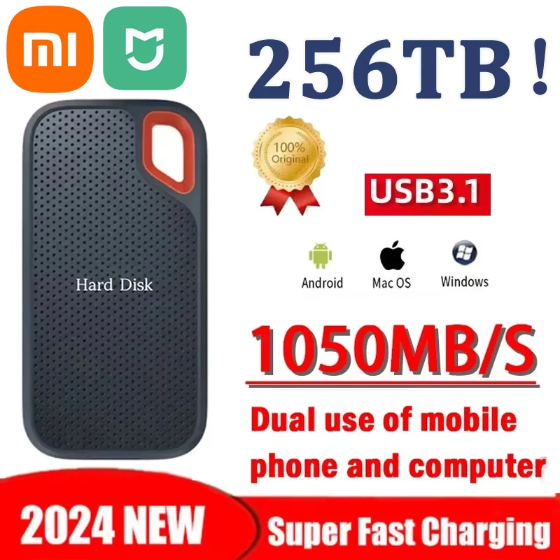 

Xiaomi Mijia Hard Disk Mobile SSD E60 1TB 2TB 256TB USB 3.1 HD External Hard for Laptop PS5 Mobile Hard Disk HDD Storage