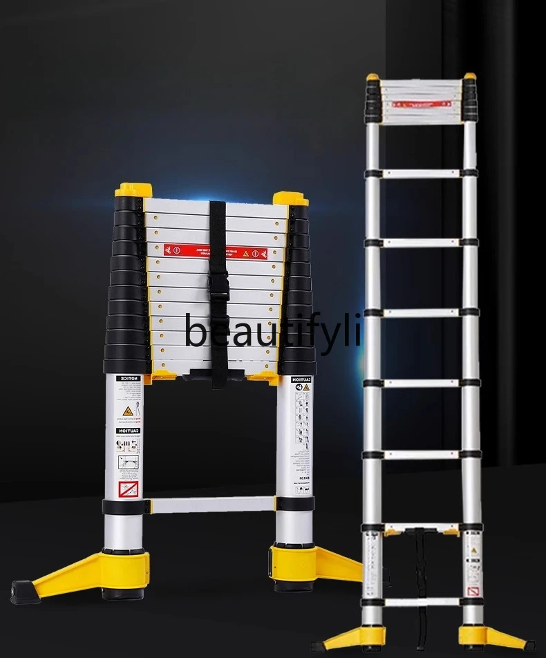 

New Minimalist Thickened Aluminum Alloy Telescopic Straight Ladder Anti-Pinch Handheld Household Portable Lifting Ladder