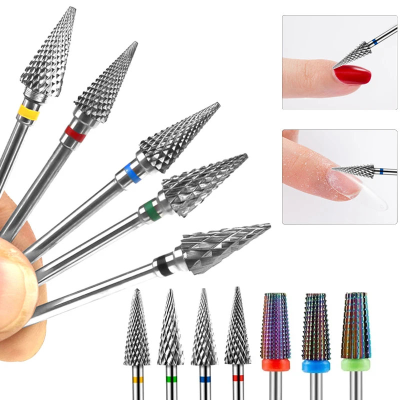 チップタングステンカーバイドネイルドリルビット電動マニキュアドリルアクセサリーミリングカッターネイルジェルポリッシュリムーバーネイルファイルツール