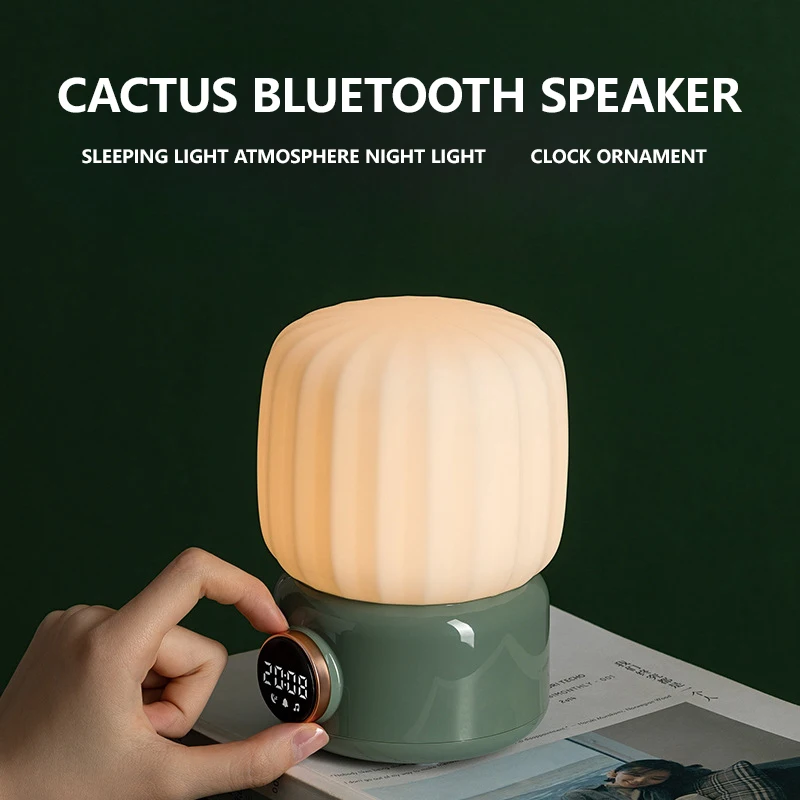 

Cactus Music Sleep Light Bluetooth Speaker Portable HiFi Stereo Desktop Table Light Creative Night Light Speaker with Microphone