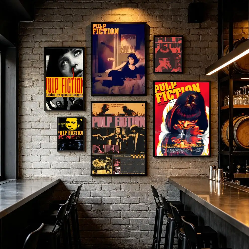 Classic Movie P-Pulp Fiction Poster Art HD Art Sticky Wall Waterproof Home Living Room Bar Decoration
