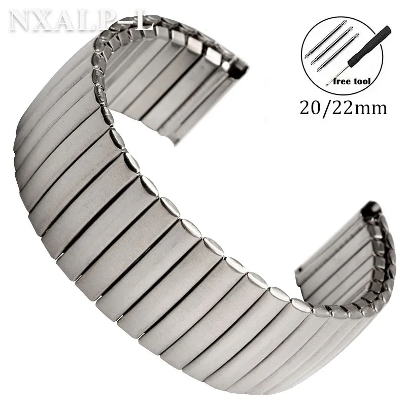 Metal Elastic Watch Strap 20mm 22mm Stretch Expansion Stainless Steel Bracelet Polished Matte Band for Samsung Galaxy Watch 3 4