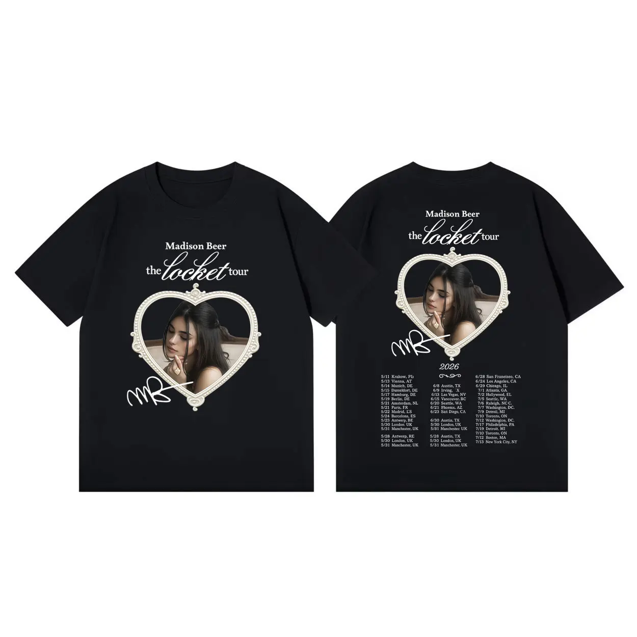 

Madison Beer The Locket Tour 2026 Merch T-shirt Men Women Fashion Pop Music Short Sleeve T Shirt Summer Casual Loose T-shirts