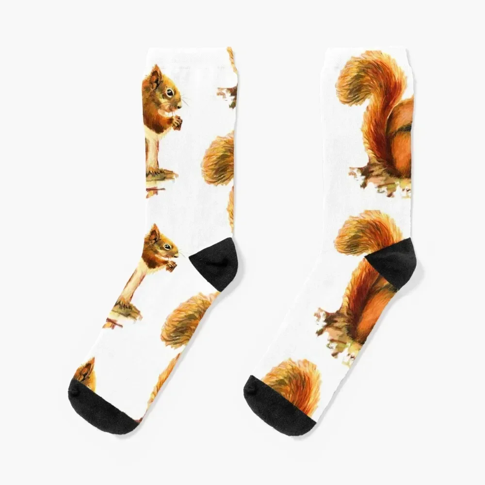 

Watercolor Red Squirrel Animal Socks shoes Heating sock Christmas Socks For Man Women's