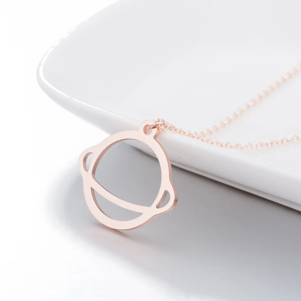 Korean version of personalized fashion universe planet necklace ins women's niche stainless steel geometric simple winter sweate