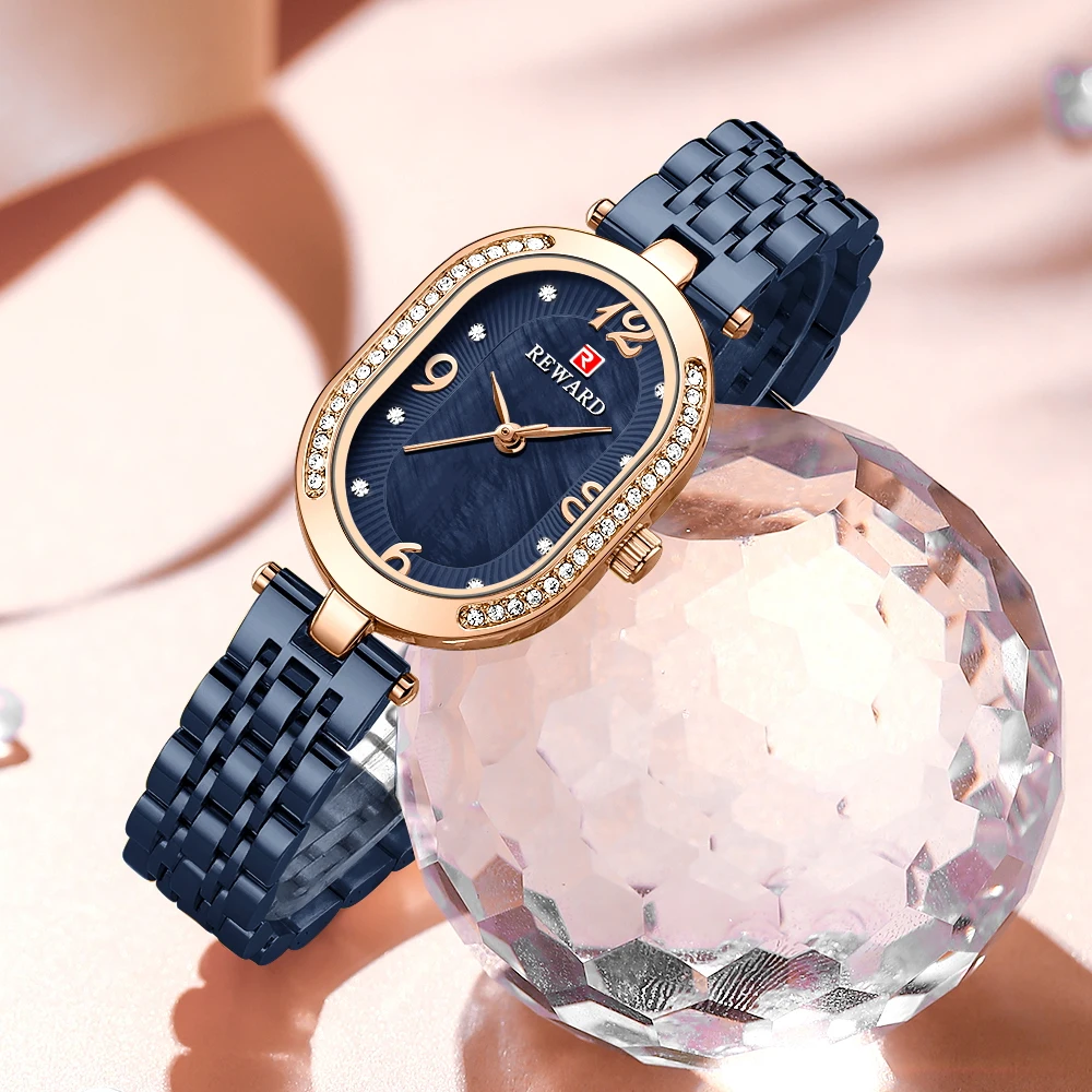 Beloning Horloge Vrouwen Luxe Merk Rvs Strass Vrouwen Armband Horloges Quartz Waterdichte Vrouwelijke Relogio Feminino