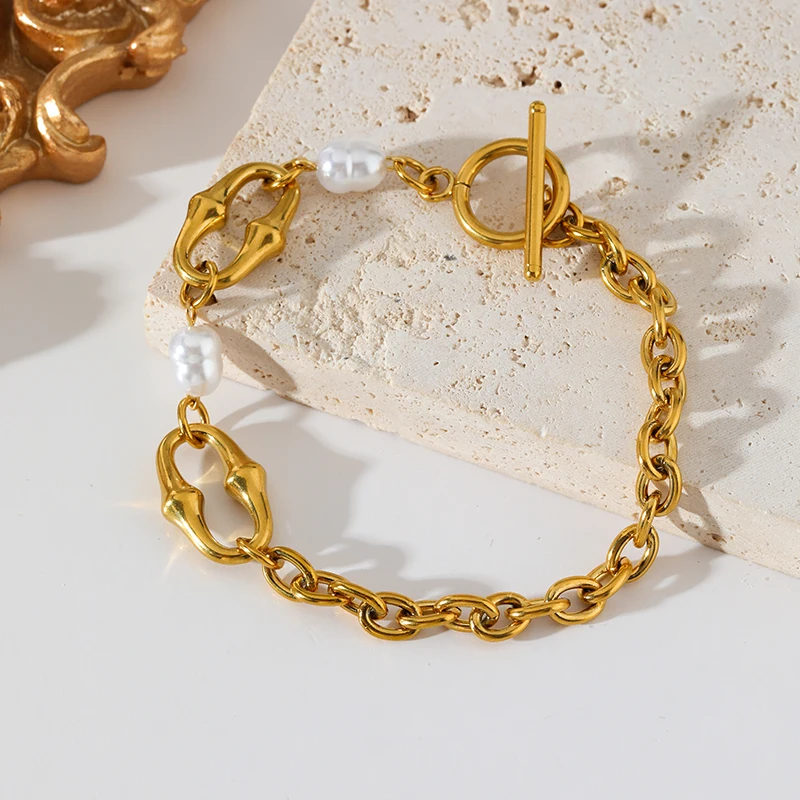 EILIECK 316L Edelstahl Metallperlen Kettenhalskette Armband Set für Damen Neue Mode Wasserdichter Schmuck Urlaubsgeschenk – Detail 14